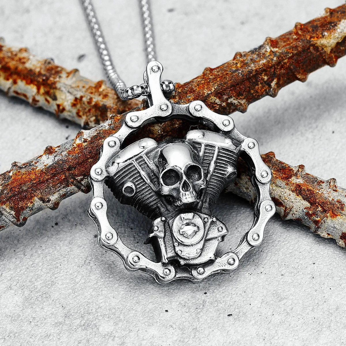 ALR™ Retro Skull Engine Necklace