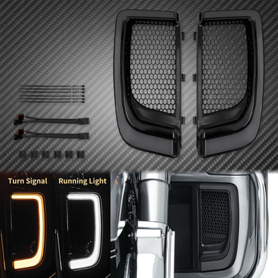 Gmc yukon Motorcycle LED Turn Signal Light Fairing Lower Grills for Harley Touring.