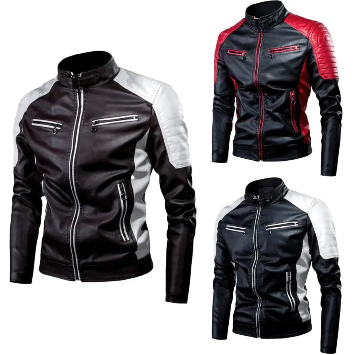 Alr™ Men's PU Leather Motorcycle Bomber Jacket