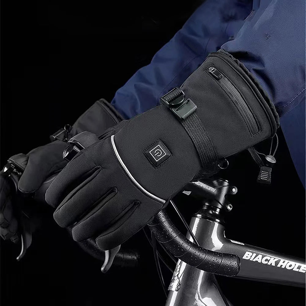 Heated Motorcycle Gloves Winter Warm Snowmobile Skiing Gloves Waterproof Touch Screen Rechargeable Heating Thermal Moto Guantes