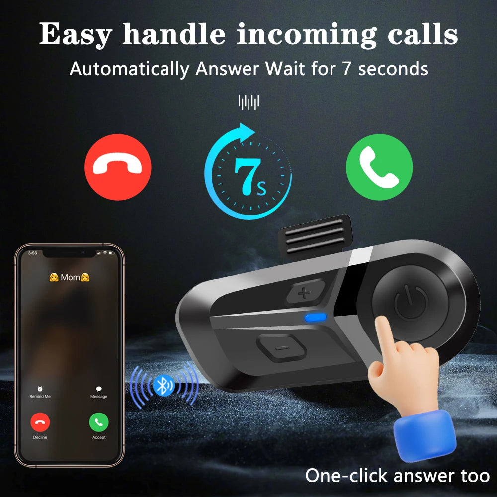 Motorcycle Helmet Headset - Bluetooth Wireless Hands Free