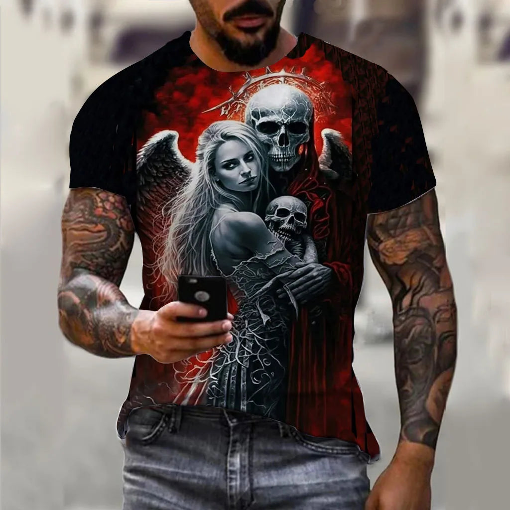 Alr™ Men's 3D Short Sleeves Skull Print Shirt