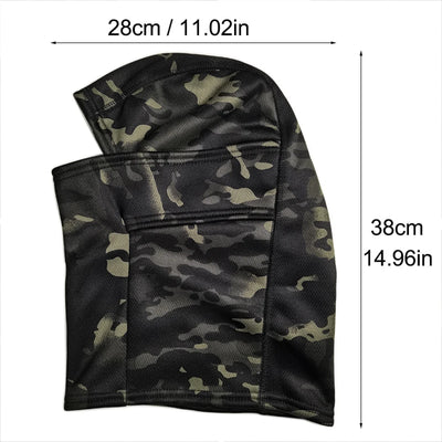 The ALR™ Winter Fleece Warm Camouflage Balaclava, measuring 28cm x 38cm (11.02in x 14.96in) for improved cold resistance, is shown against a plain background.