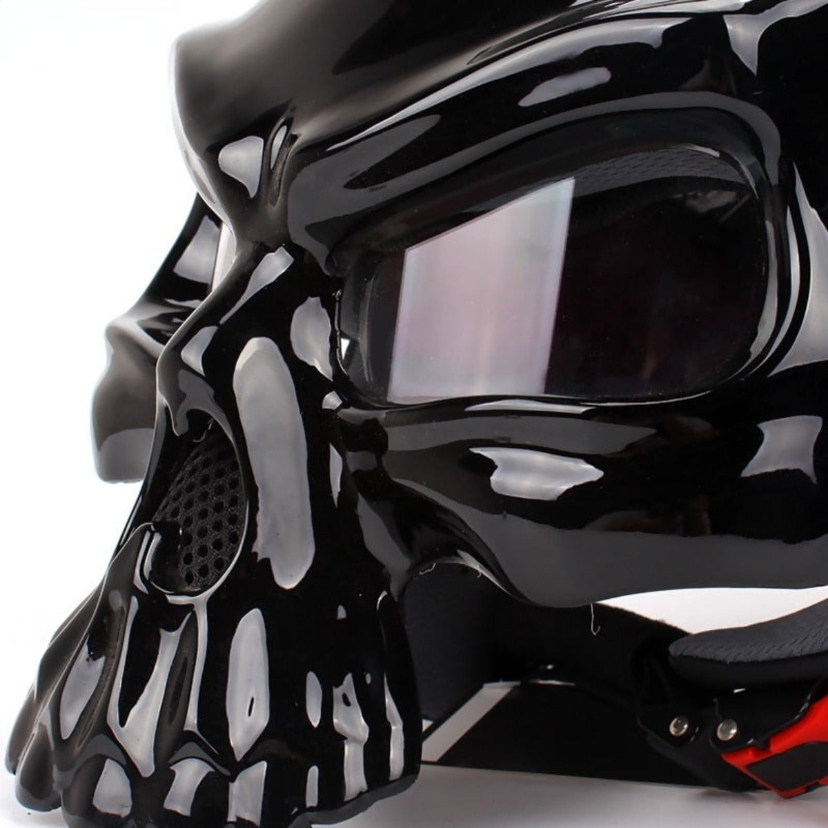 A durable image of a Motorcycle Half Face Skull Helmet on a white background.