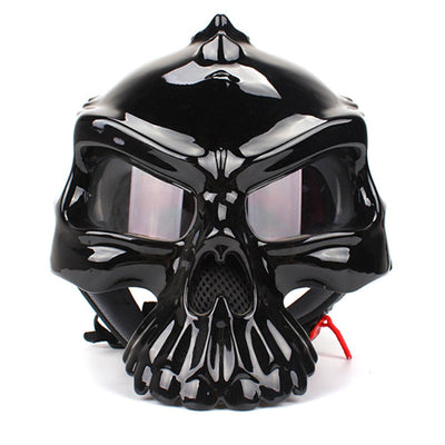 A stylish and durable black Motorcycle Half Face Skull Helmet suitable for various types of riders and vehicles.