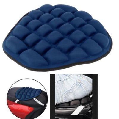 An ergonomic Motorcycle Seat Cushion Pad designed for pressure relief and road shock absorption with a blue cover.