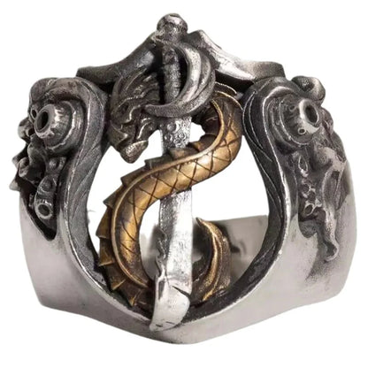 Personalized Index Finger Ring Male Jewelry Adjustable Fashion 925 Silver Ring For Men Snake Design Hollow Lines Accessories