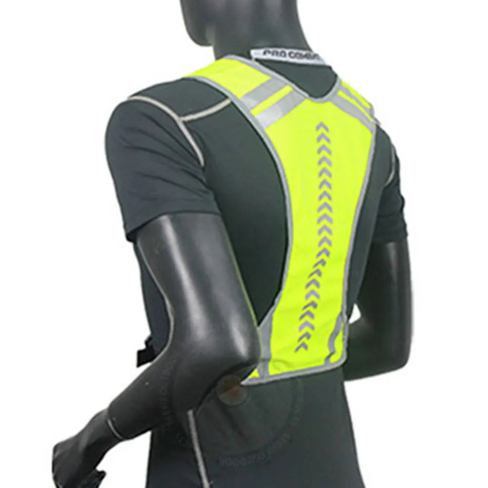 Cycling Motorcycle Reflective Safety Vest Jacket Fluorescent Green Working Clothes Top Night Visible Running