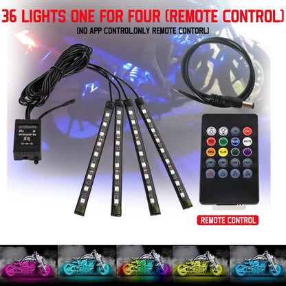 Motorcycle LED Lights - Underglow Strip Wireless RGB Remote