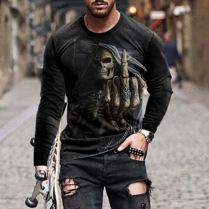 Alr™ Men's 3D Long Sleeves Skull Print Shirt