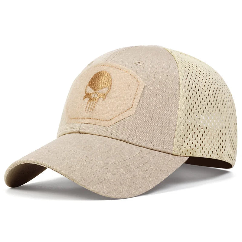 Alr™ Skull Punisher Adjustable Snapback Baseball Cap, Khaki