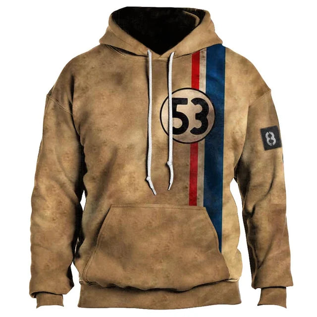 Alr™ Men's Vintage Route 66 3D Moto Print Hoodie