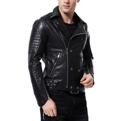 Men's Skull Punk Style Faux Leather Jacket
