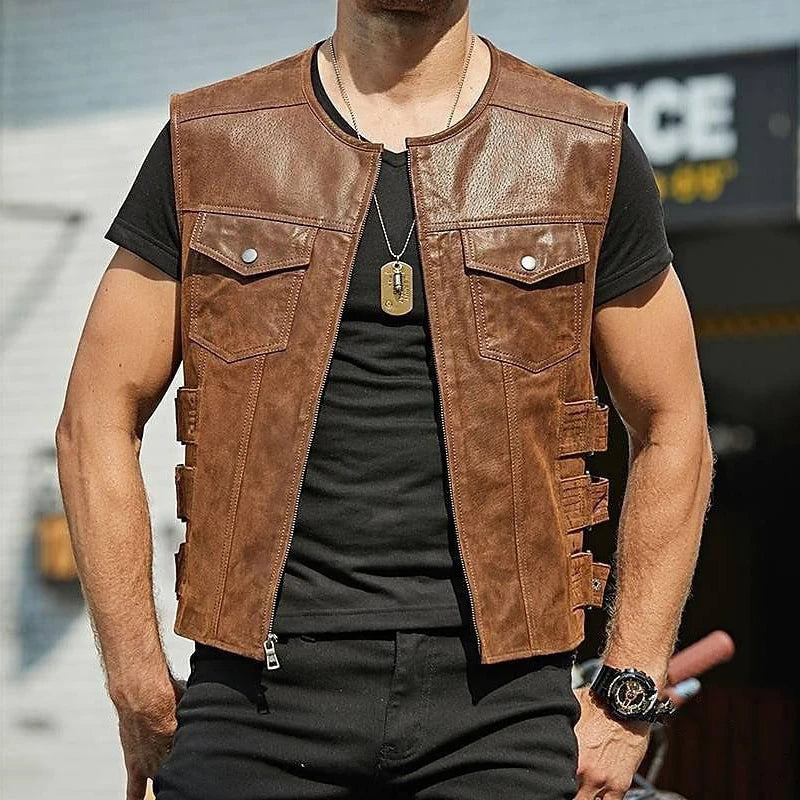 Alr™ Men's PU Leather Slim Motorcycle Vest