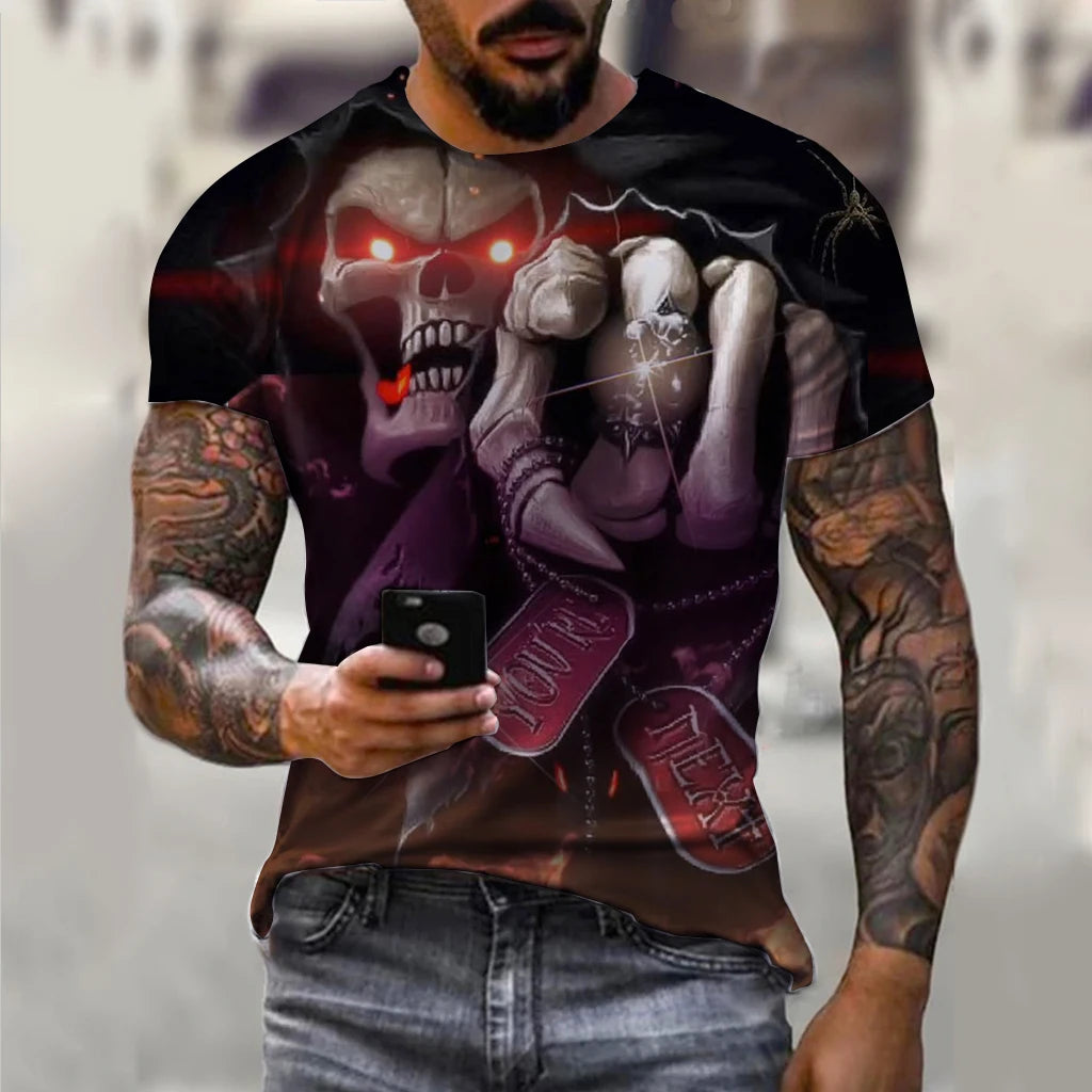 Alr™ Men's 3D Short Sleeves Skull Print Shirt