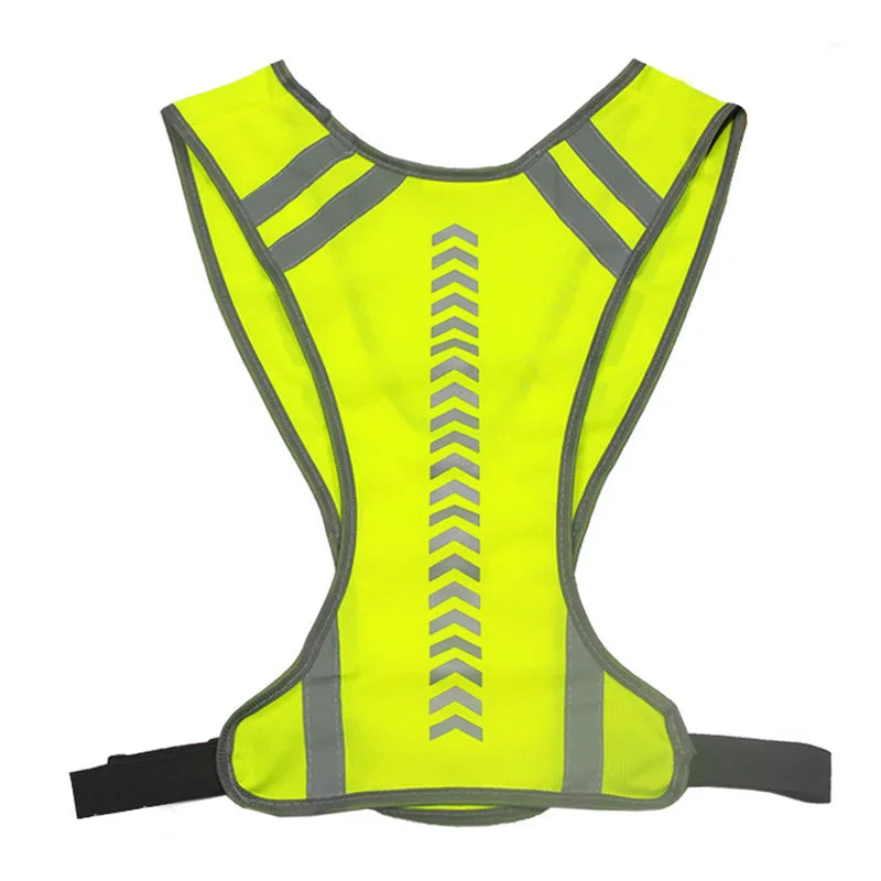 Cycling Motorcycle Reflective Safety Vest Jacket Fluorescent Green Working Clothes Top Night Visible Running
