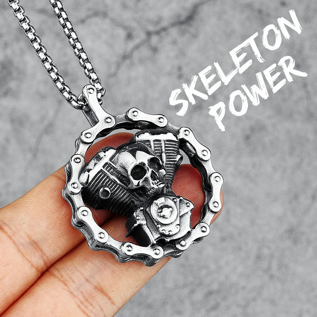 ALR™ Retro Skull Engine Necklace