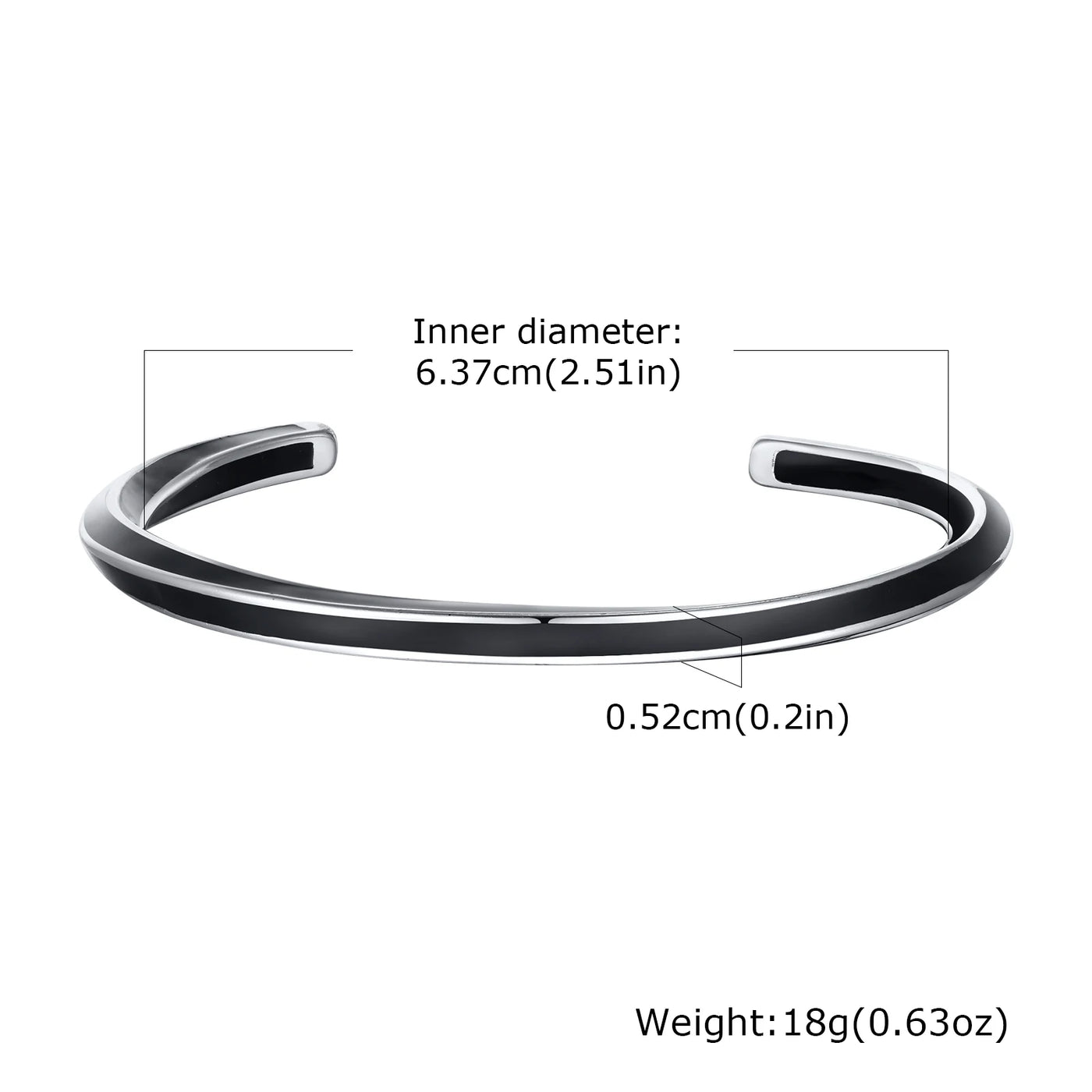 ALR™ Black Enamel Mobius Open Bangle