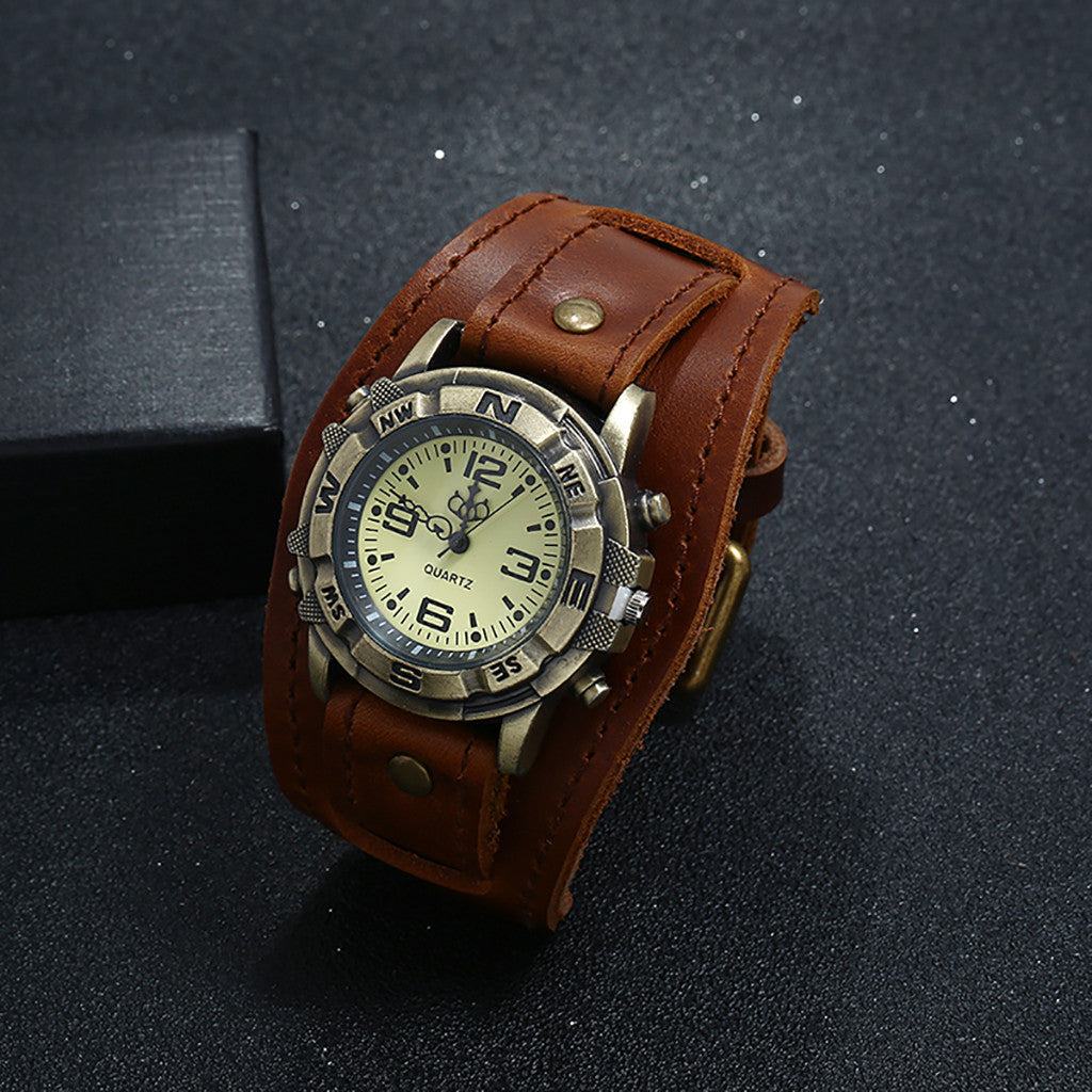 Alr™ Men's Punk Retro Leather Watch with Pin Buckle Strap