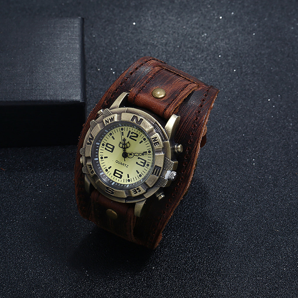 Alr™ Men's Punk Retro Leather Watch with Pin Buckle Strap