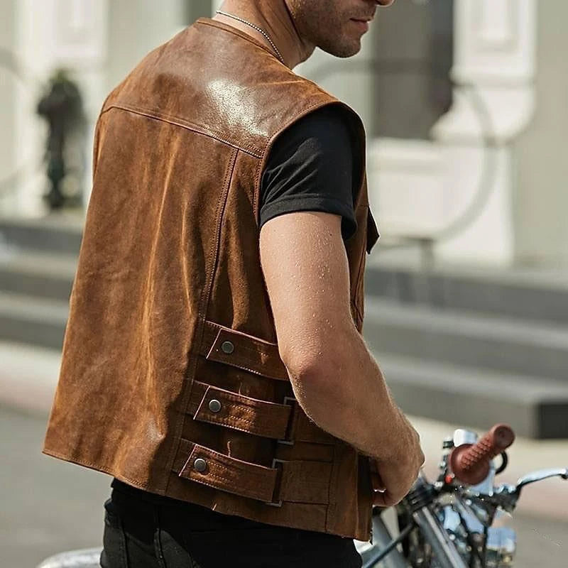 Alr™ Men's PU Leather Slim Motorcycle Vest