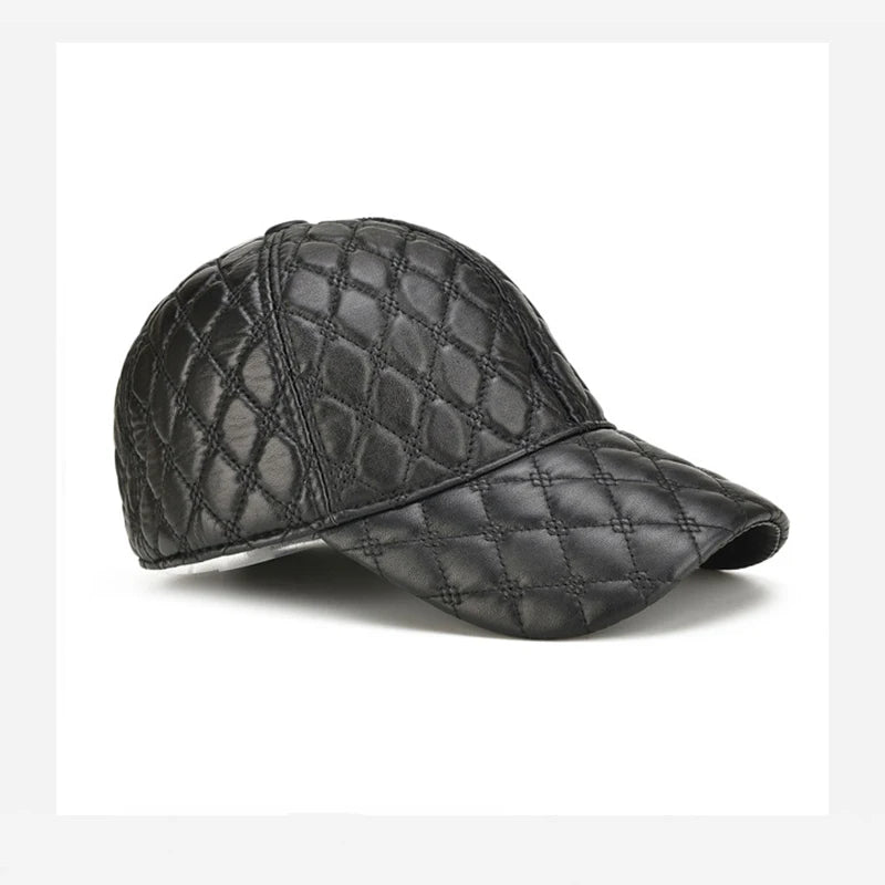 2025 Spring Genuine Sheepskin Leather 55-61CM Black Baseball Caps For Man Casual Street Gf Gorras Dad Hat