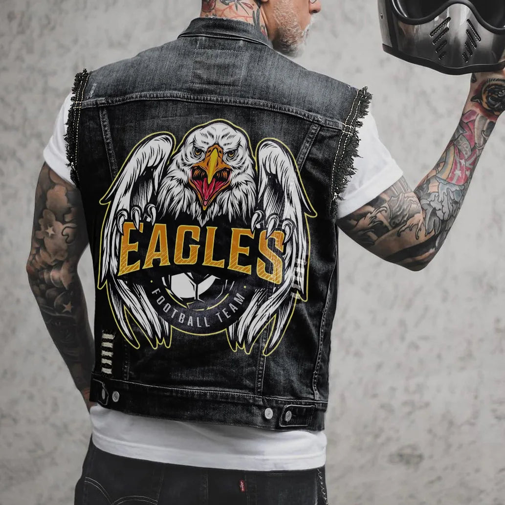 Alr™ Men's Denim Biker Motorcycle Vest, Eagles