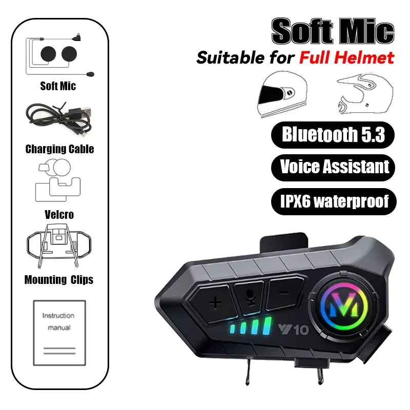 Motorcycle Helmet Headset - Bluetooth Stereo Universal