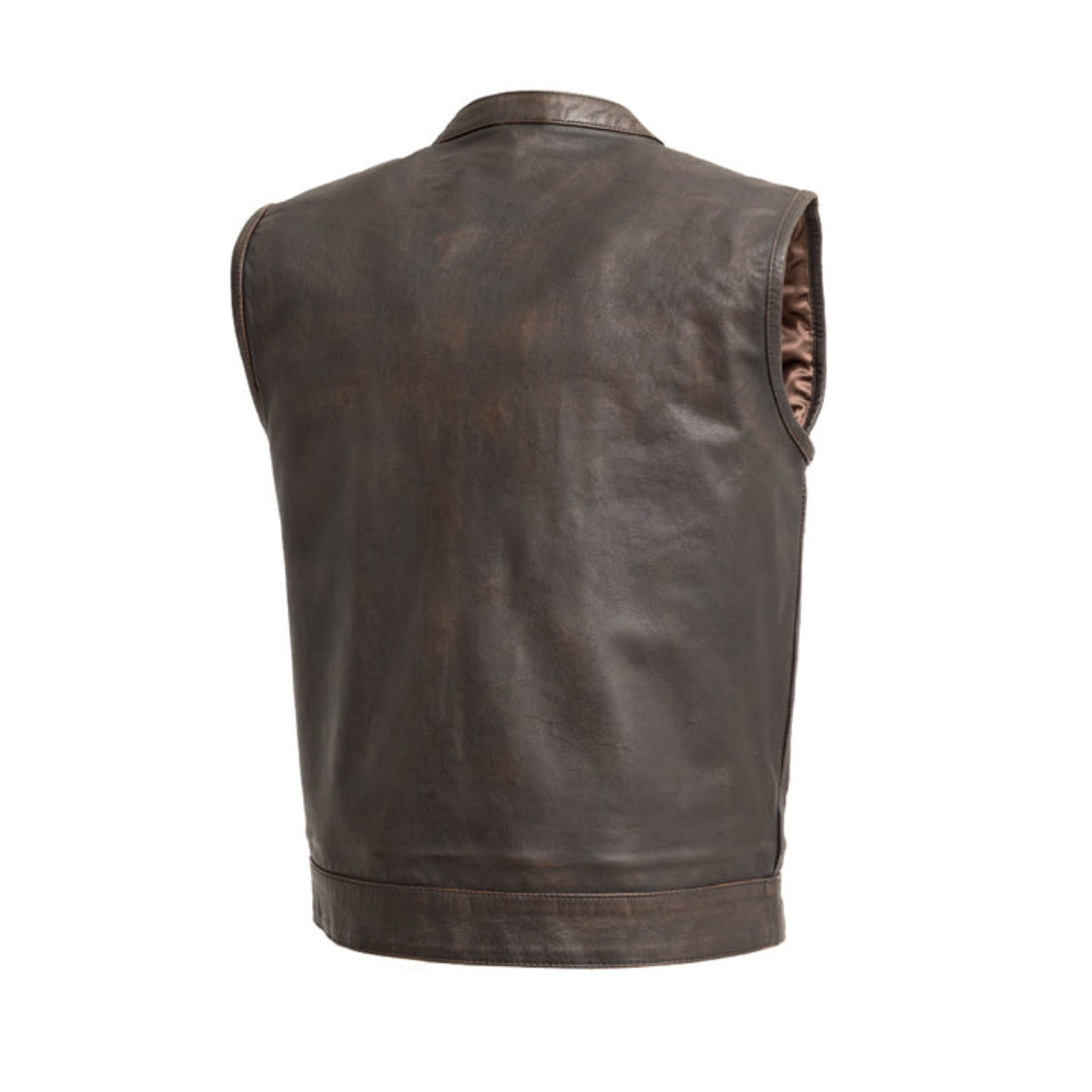 First Manufacturing Sharp Shooter - Men's Motorcycle Leather Vest. Black/Brown