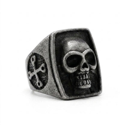 Stainless Steel Biker Ring - Fashion Simple 316L Stainless Steel Skull