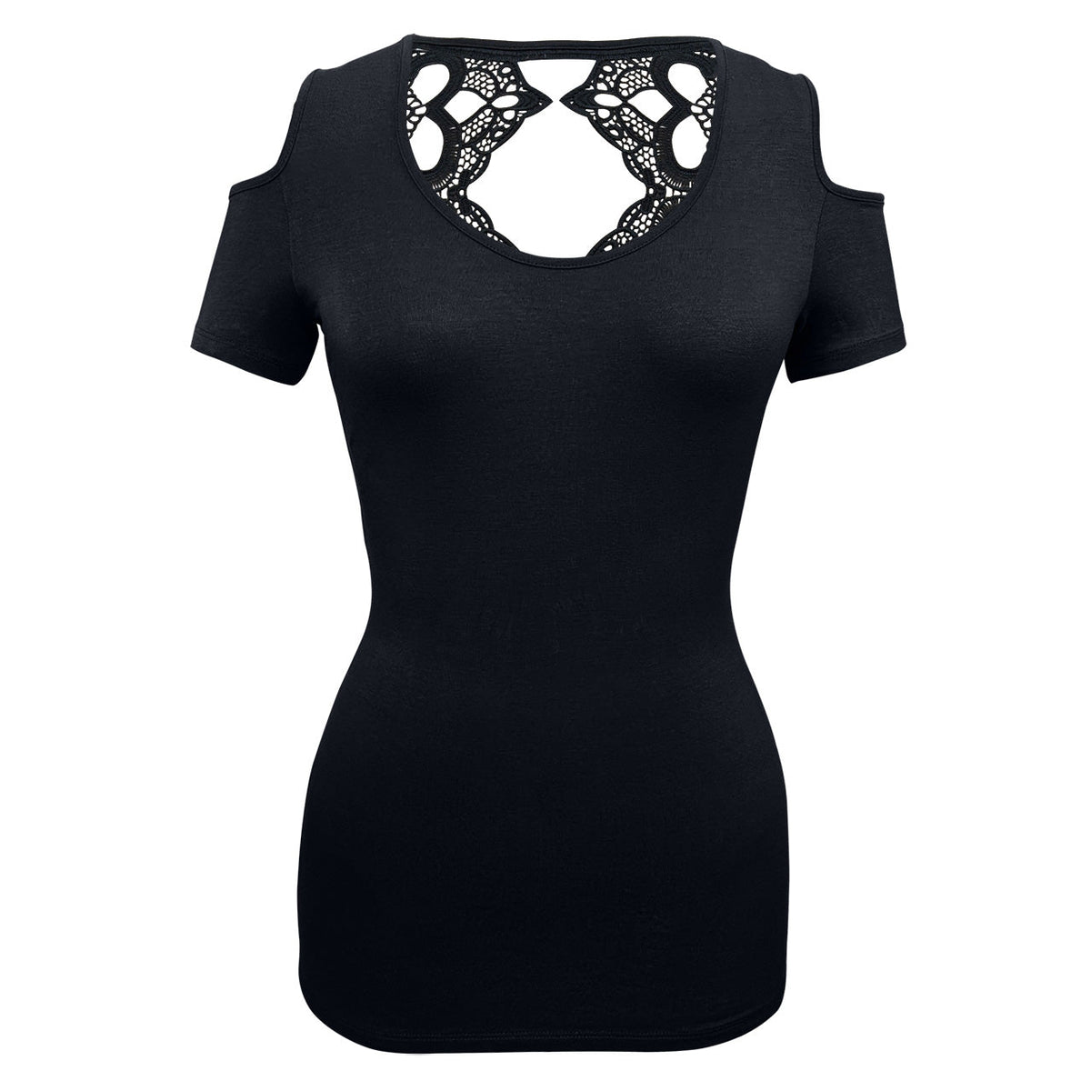 Ladies Half Sleeve Shirts Lace back and shoulder cutoffs