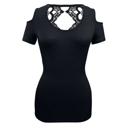 Ladies Half Sleeve Shirts Lace back and shoulder cutoffs