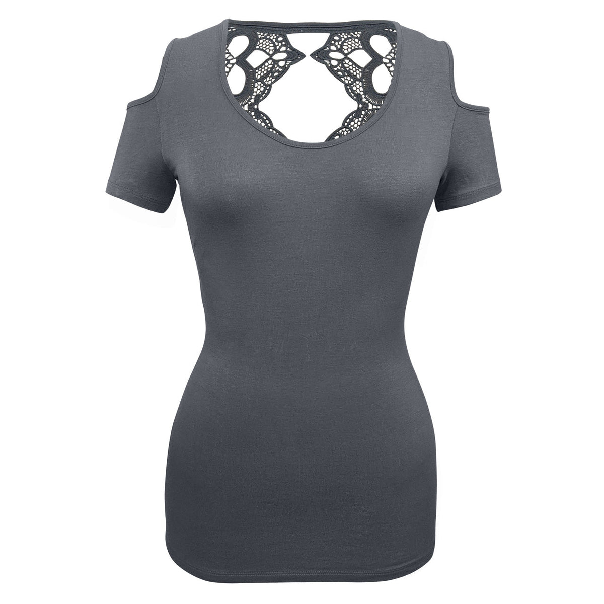 Ladies Half Sleeve Shirts Lace back and shoulder cutoffs