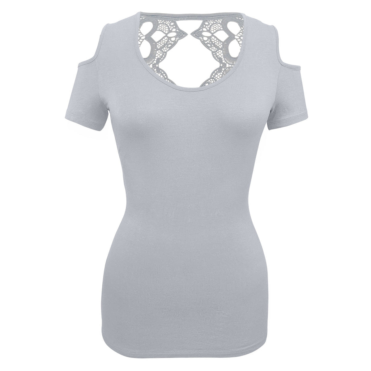 Ladies Half Sleeve Shirts Lace back and shoulder cutoffs
