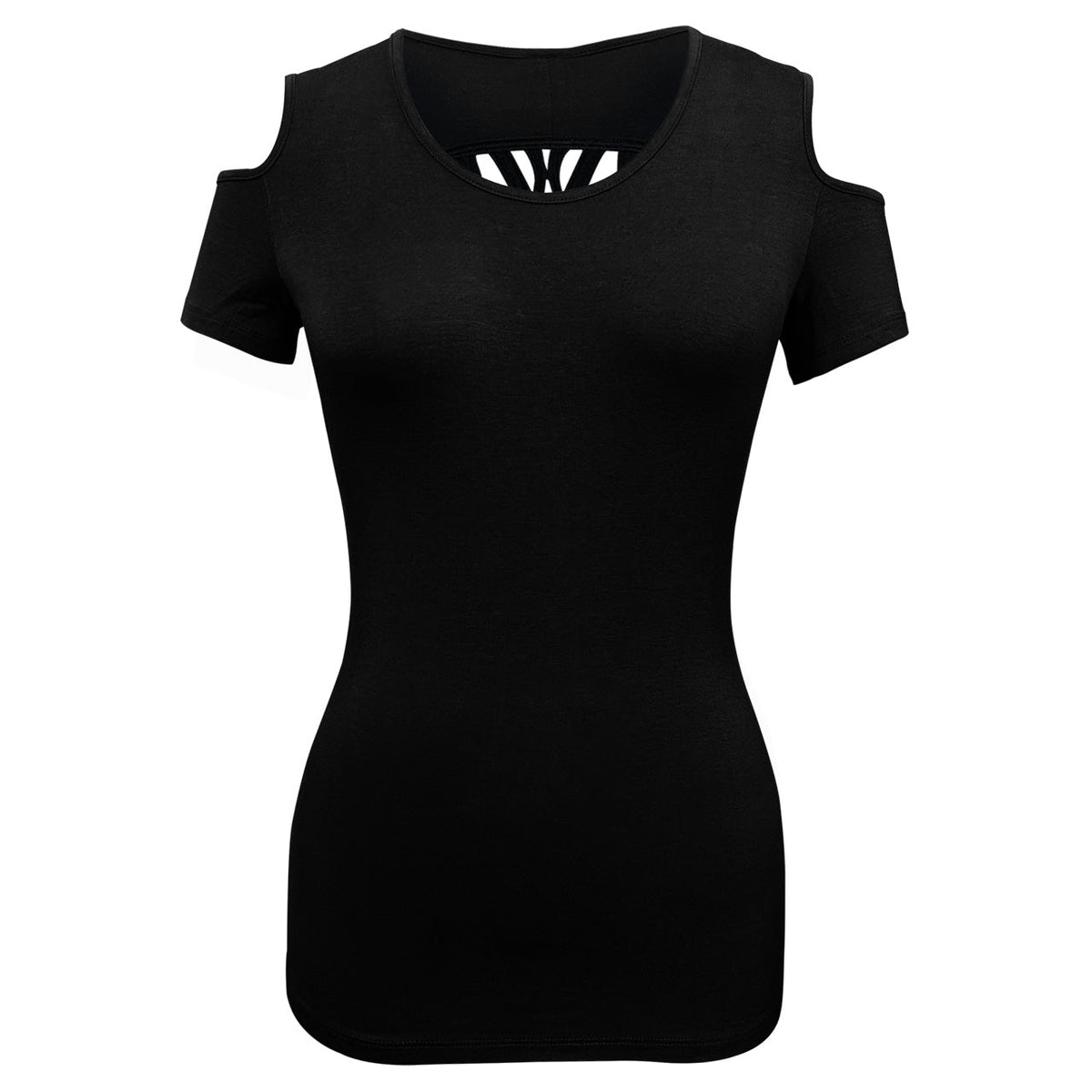 Ladies Half Sleeve Shoulder Cutoffs Shirts Sugar Skull Lace Design on back