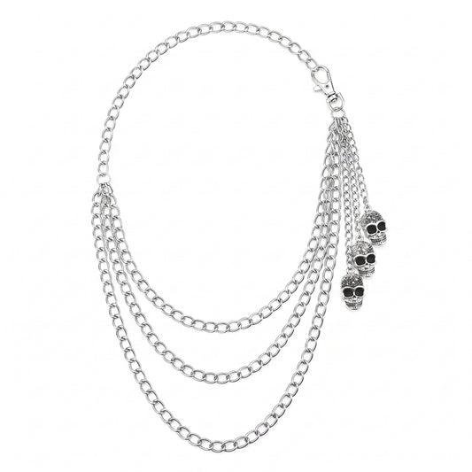 Stainless Steel Biker Ring - Punk Pants Chain Skull Decorative Metal W