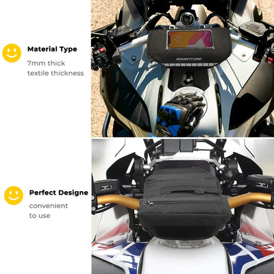 Motorcycle Handlebar Bag with Touchscreen Phone Storage - Universal Fit