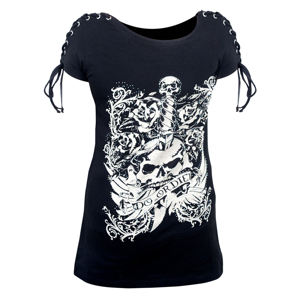 Do Or Die - Ladies Do Or Die Black Tank with Laced Shoulder