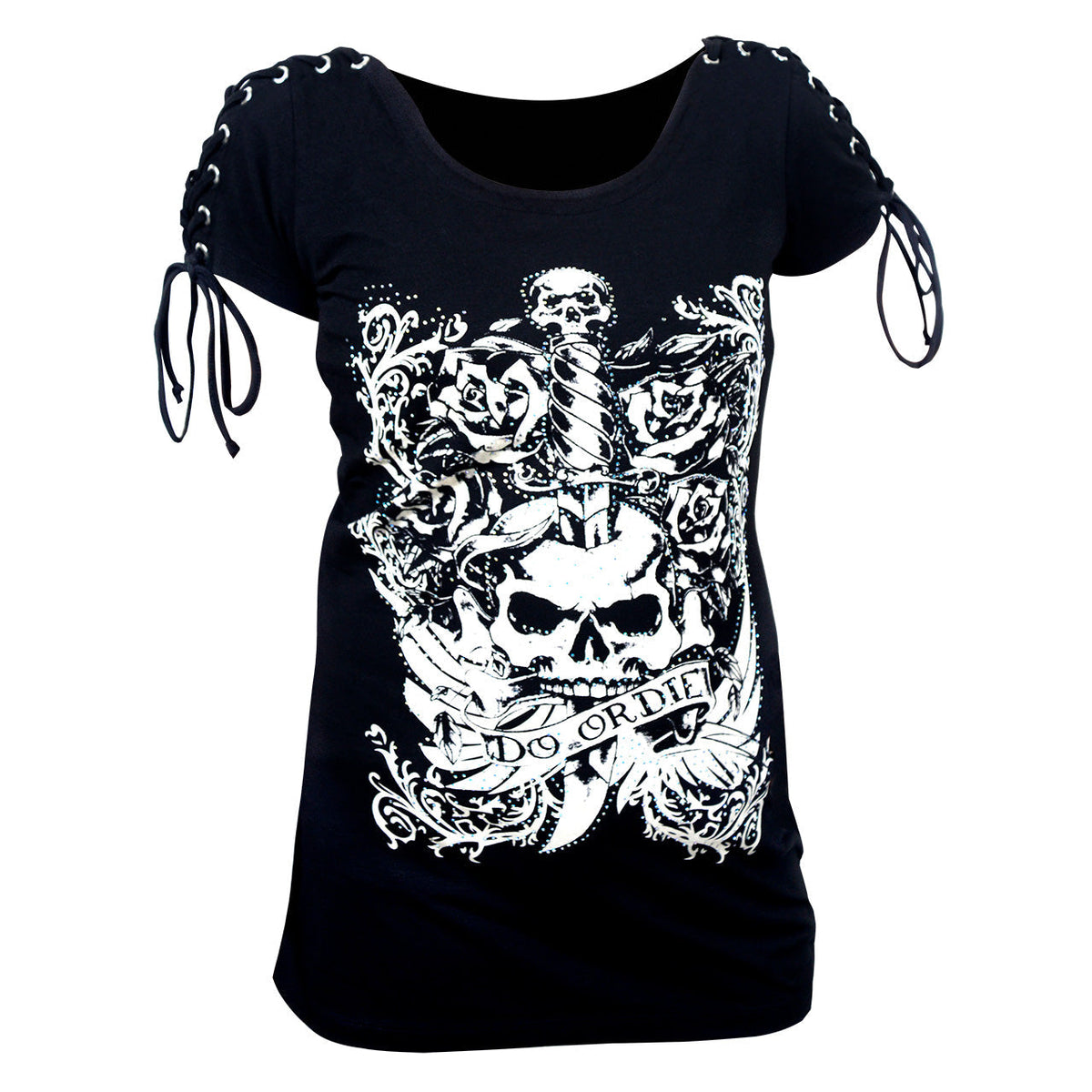 Do Or Die - Ladies Do Or Die Black Tank with Laced Shoulder