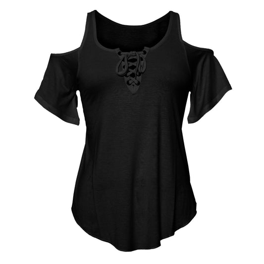 Ladies Half Sleeve Shoulder cutoffs Shirts