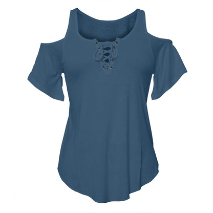 Ladies Half Sleeve Shoulder cutoffs Shirts