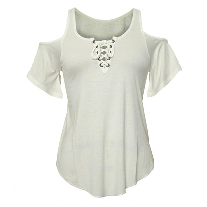 Ladies Half Sleeve Shoulder cutoffs Shirts