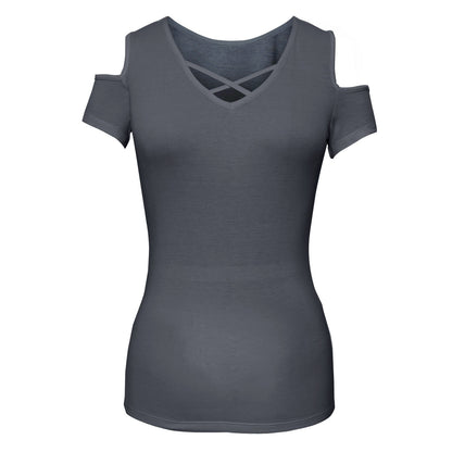 Ladies Half Sleeve Shoulder cutoffs Shirts