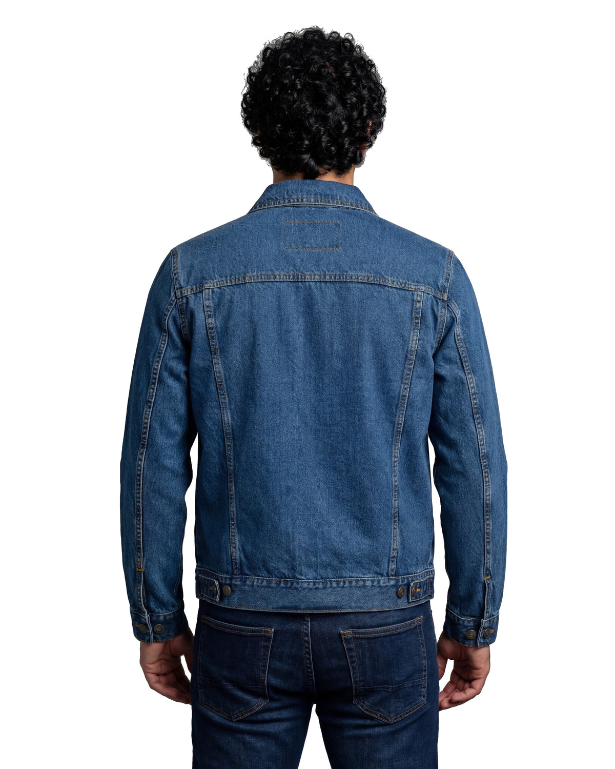 Vance Mens Blue Heavy Duty Denim Button Front Motorcycle Jacket, Jean Jacket for Men