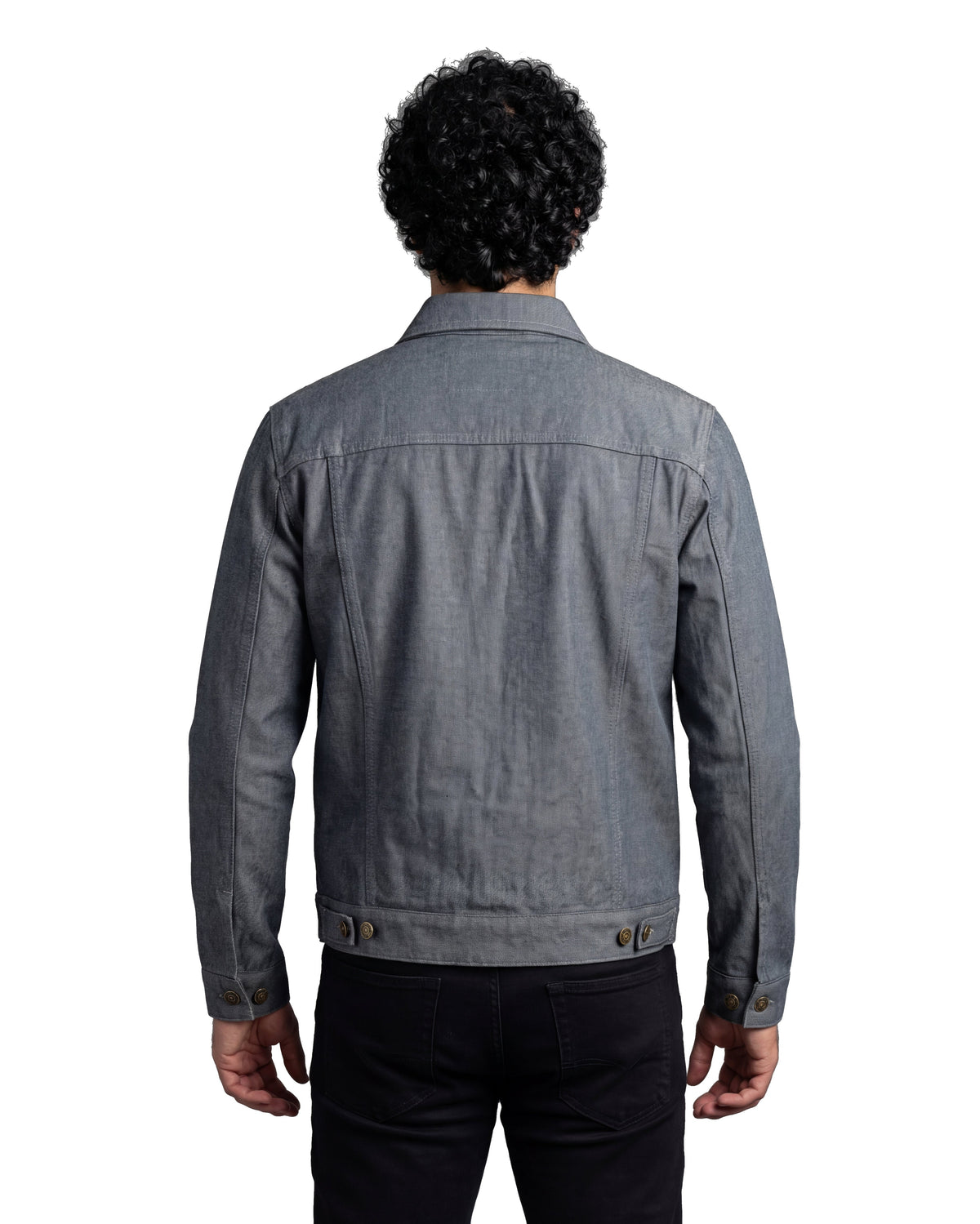 Vance Mens Grey Heavy Duty Denim Button Front Motorcycle Jacket, Jean Jacket for Men