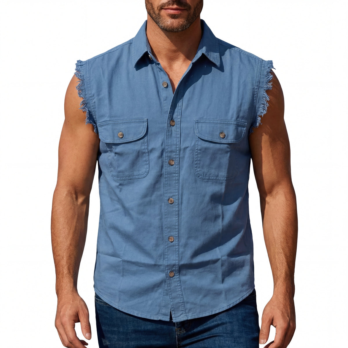 Mens Cutoffs Light Blue Shirt