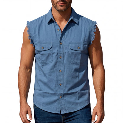 Mens Cutoffs Light Blue Shirt