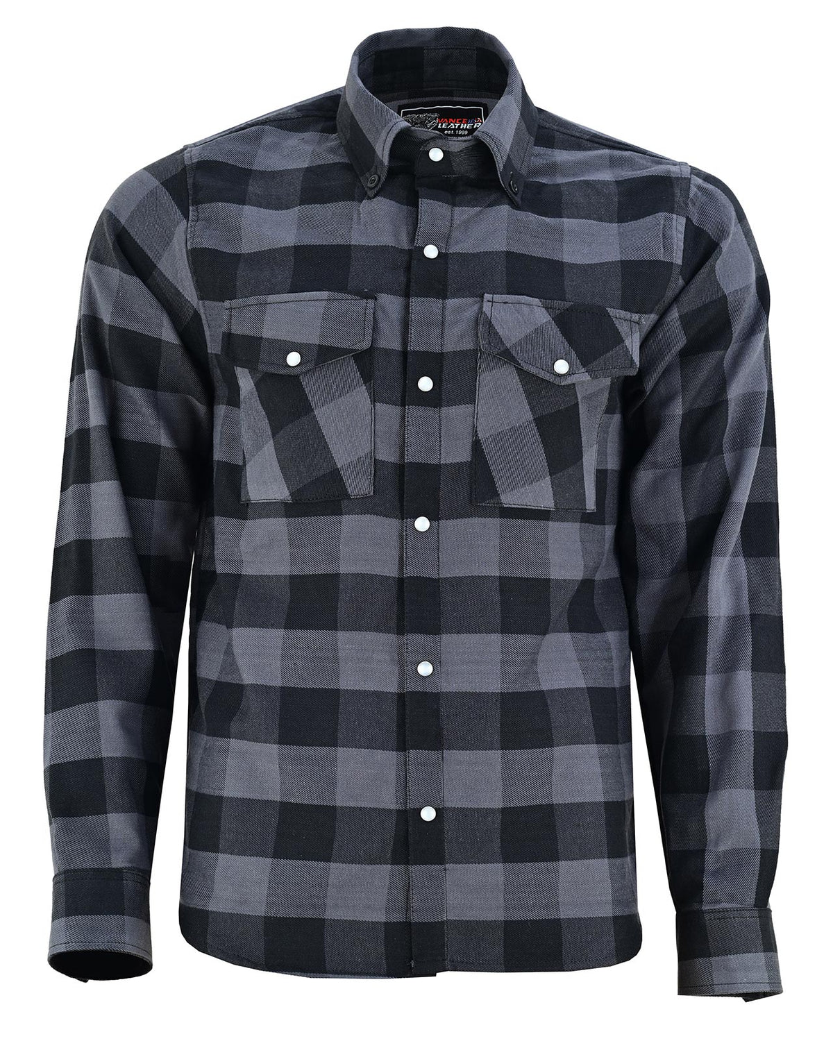 Vance Grey Men's Long Sleeve Plaid Snap Down Casual Flannel Shirt, 100% Cotton