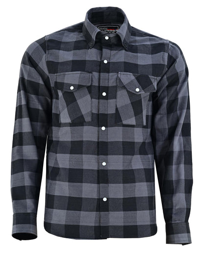 Vance Grey Men's Long Sleeve Plaid Snap Down Casual Flannel Shirt, 100% Cotton