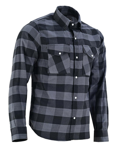 Vance Grey Men's Long Sleeve Plaid Snap Down Casual Flannel Shirt, 100% Cotton